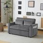 Voir la diapositive 3 : MERAX Canapé Convertible 2 Places Avec 2 Porte-gobelets Velours Gris