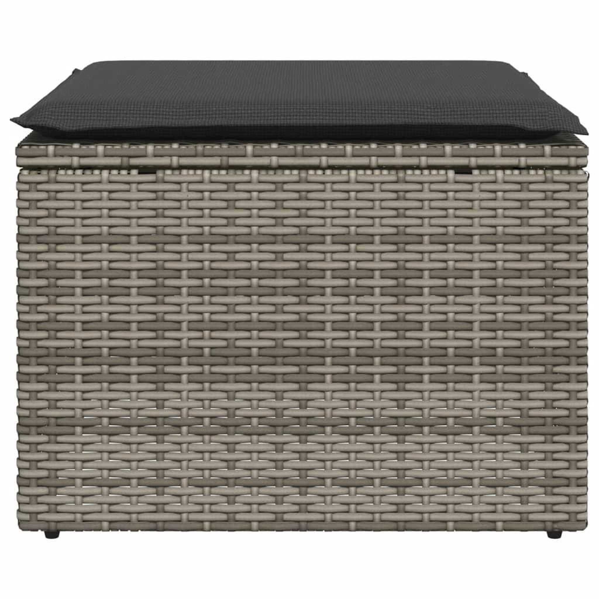 Voir la diapositive 4 : VIDAXL Tabouret de jardin avec coussin gris 55x55x37 cm resine tressee