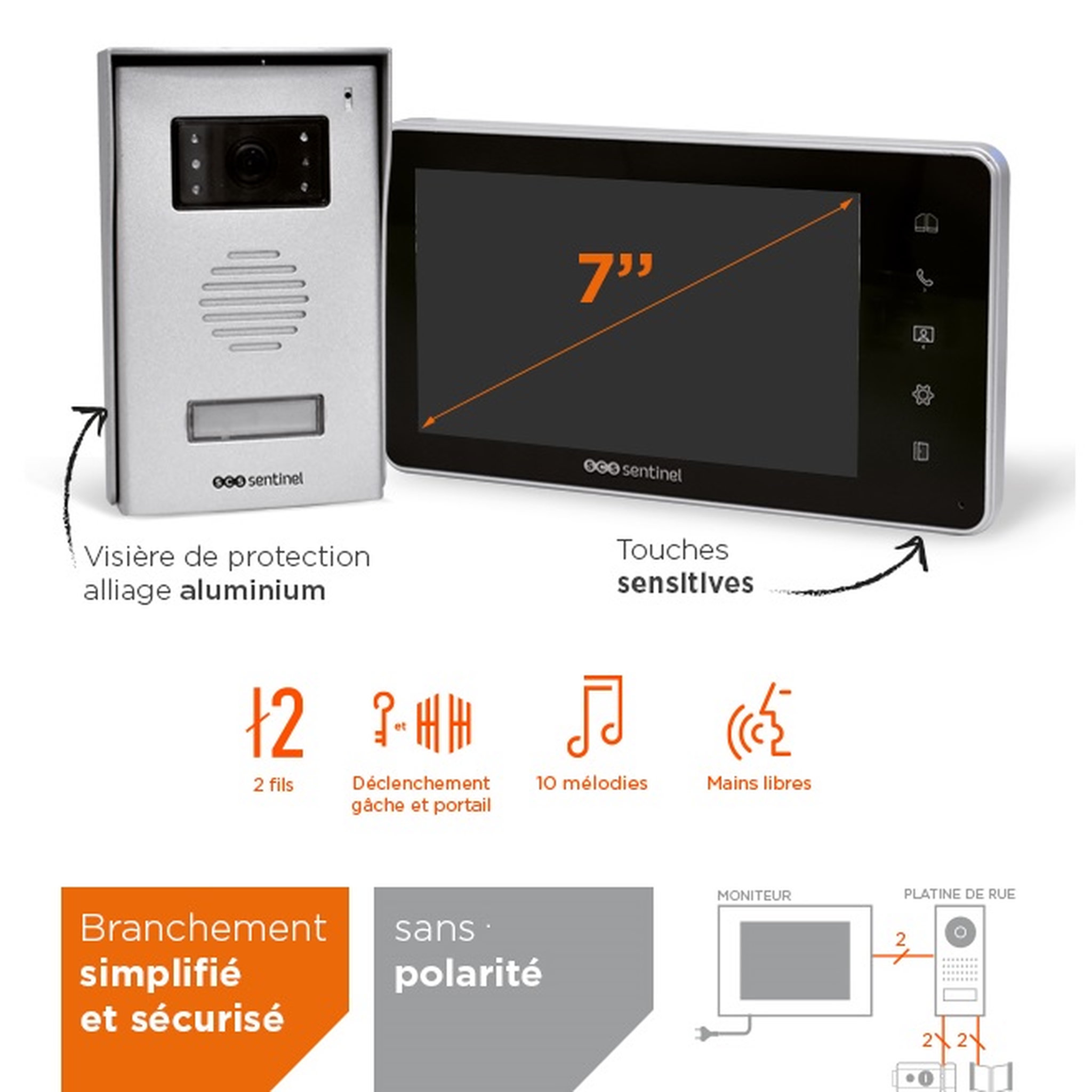 Voir la diapositive 5 : SCS SENTINEL Interphone vidéo Moniteur 2 fils 7" - VisioKit 7
