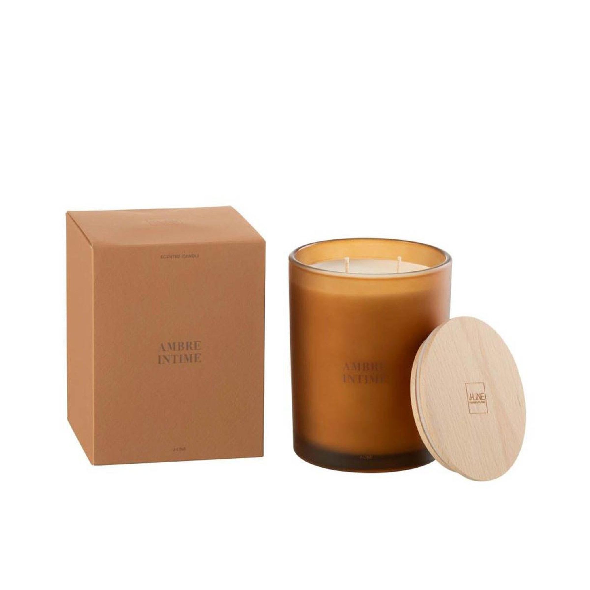 Voir la diapositive 3 : J-LINE Bougie parfumée  accords essentiels  14cm ambre intime
