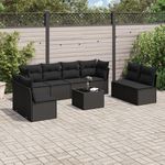 VIDAXL Salon de jardin 9 pcs avec coussins noir resine tressee