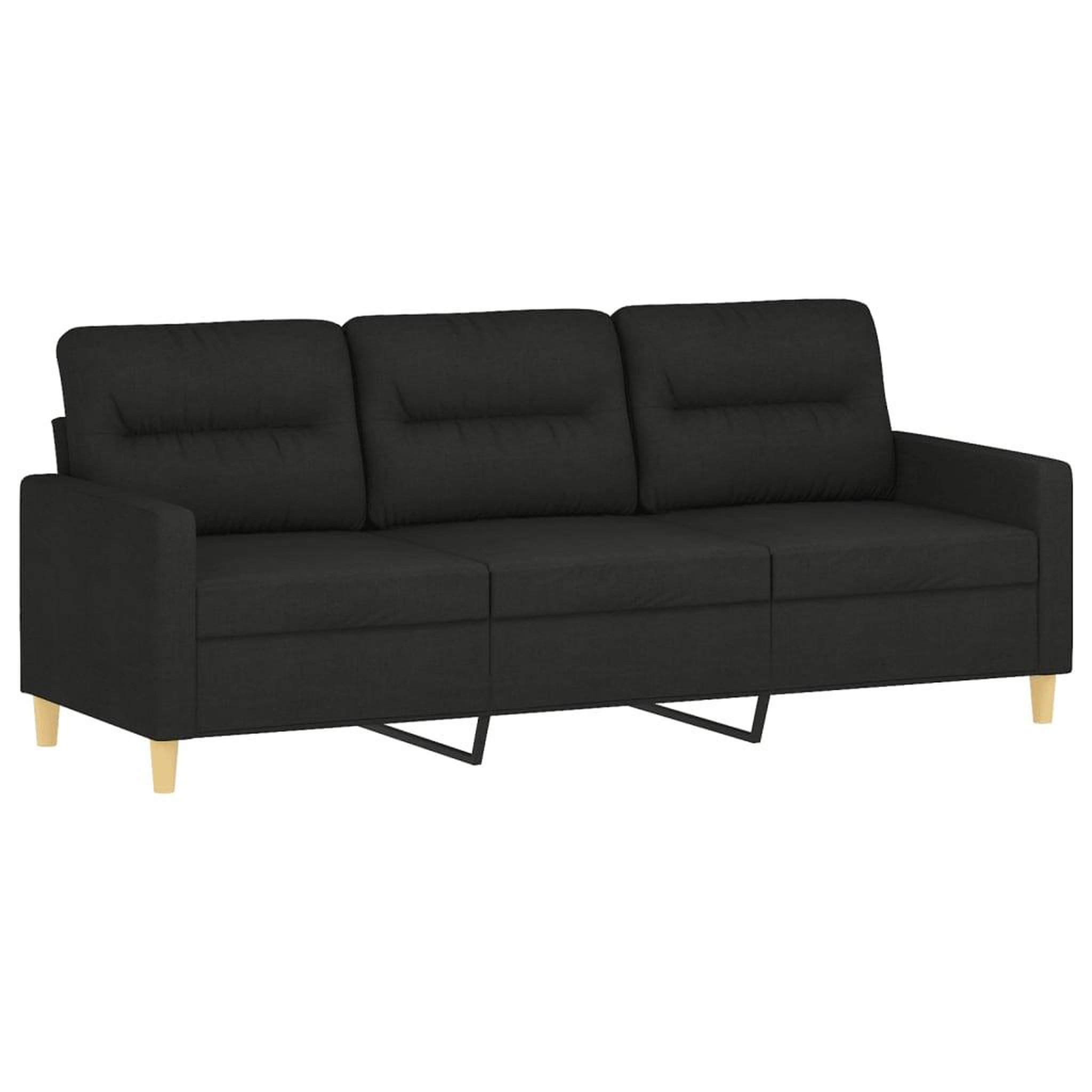 Voir la diapositive 2 : VIDAXL Canape a 3 places Noir 180 cm Tissu