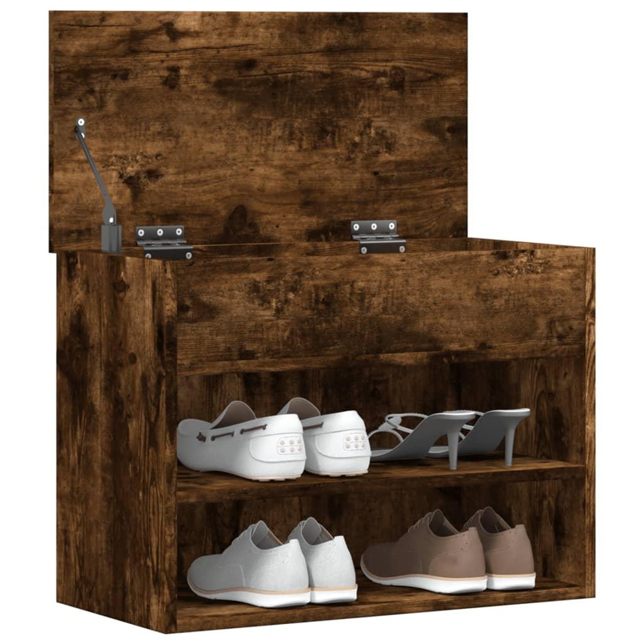 Voir la diapositive 4 : VIDAXL Banc a chaussures Chene fume 60x30x45 cm Bois d'ingenierie