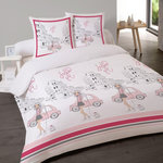 Dourev Housse de couette 200x200 Fashion girl + 2 taies coton 52 fils