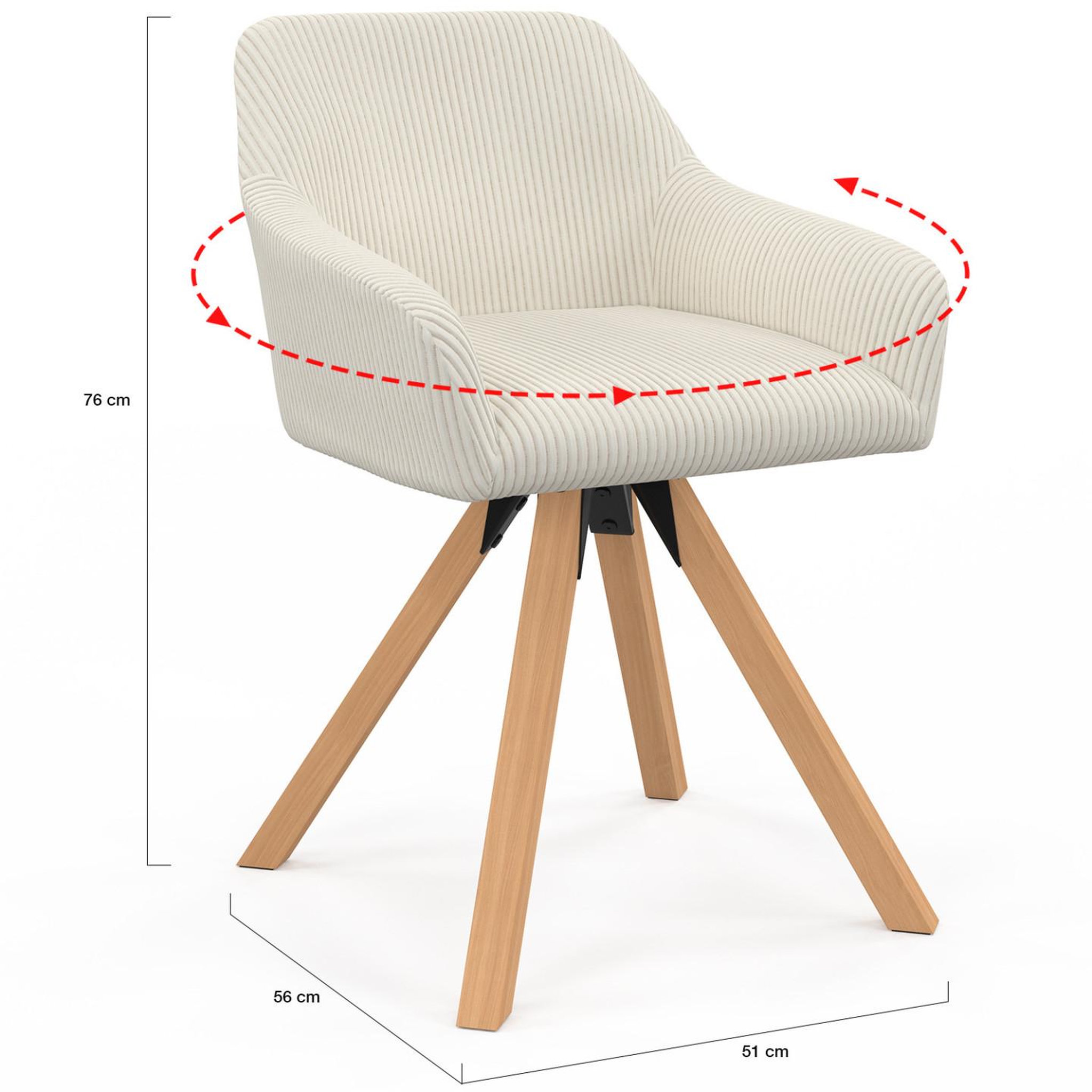 Voir la diapositive 5 : ID MARKET Lot de 2 chaises pivotantes 360° de salle à manger, fauteuils de table jany en velours côtelé beige