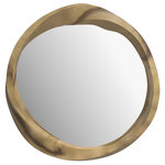 MAISON PAVANE Miroir rond en bois clair de suar ondulé D53 cm-Yong