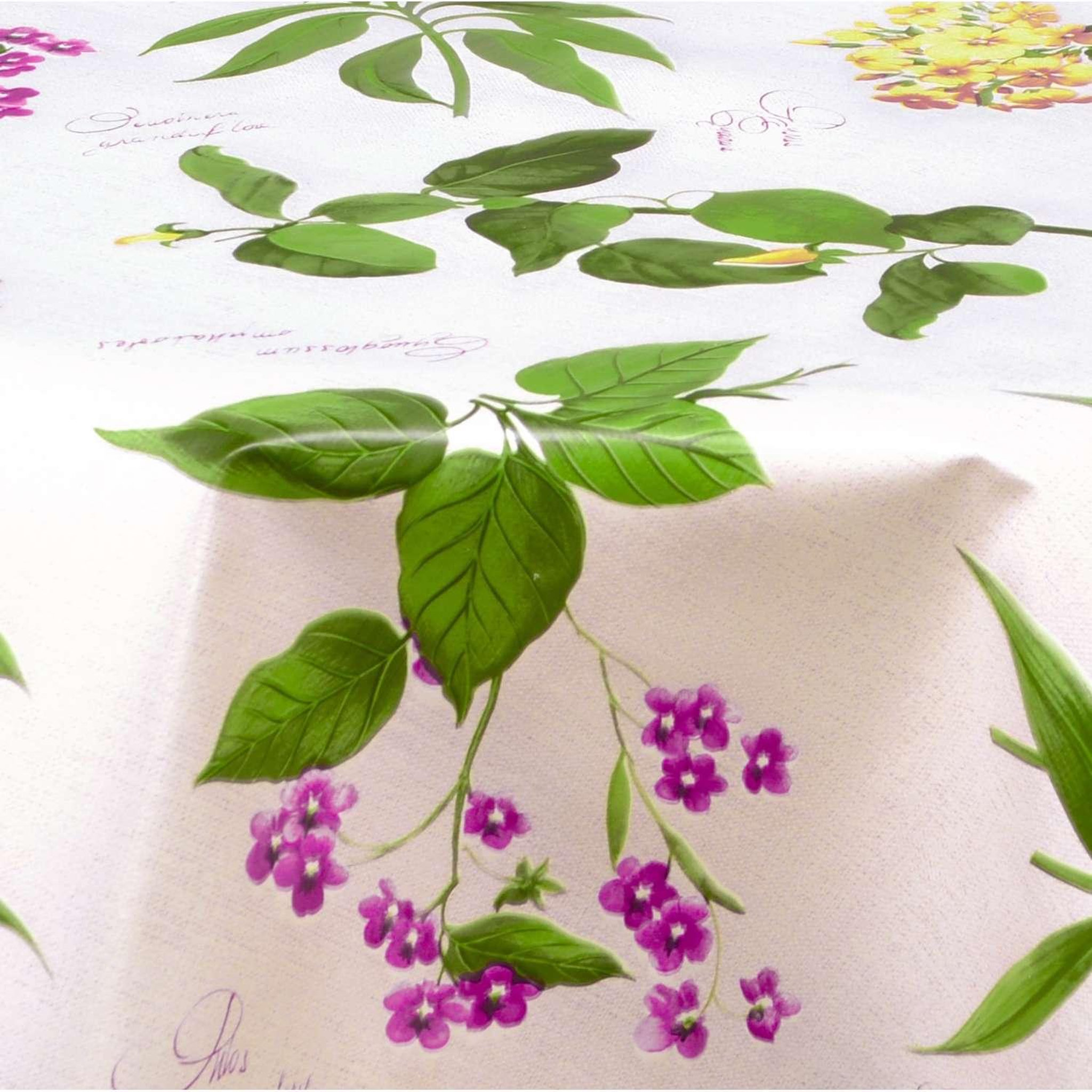 Voir la diapositive 3 : HABITABLE Nappe en toile cirée ronde Botanique - Diam. 150 cm - Fuchsia