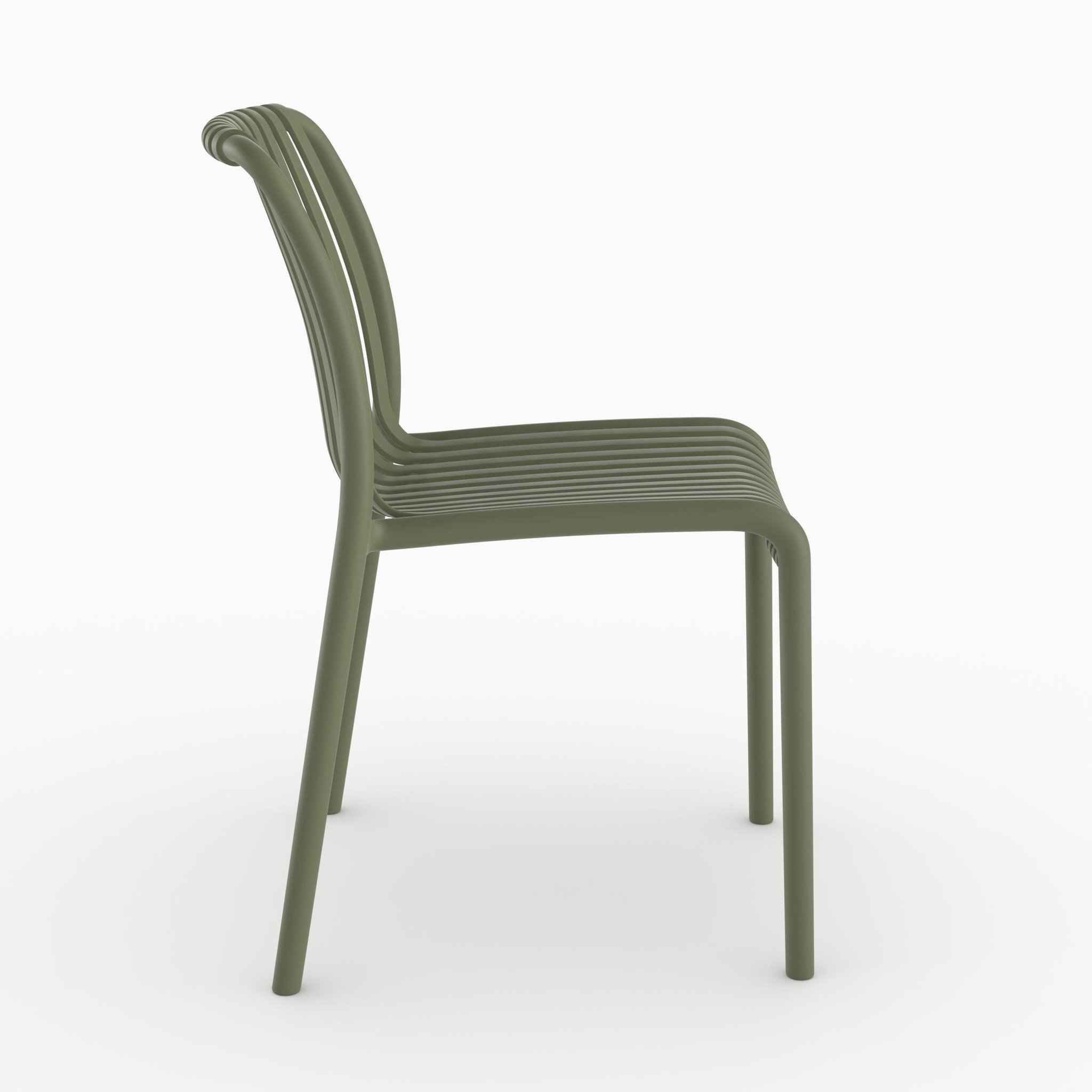 Voir la diapositive 6 : MAISON PAVANE Lot de 2 chaises de jardin empilables en plastique vert kaki-duli