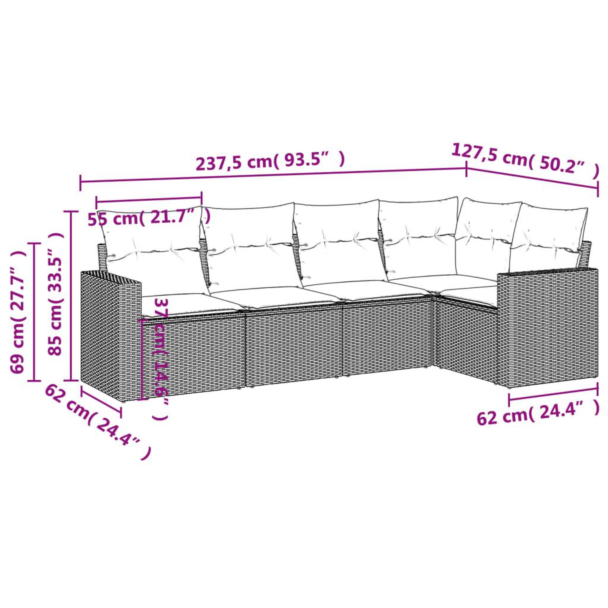 Voir la diapositive 4 : VIDAXL Salon de jardin avec coussins 5 pcs beige resine tressee