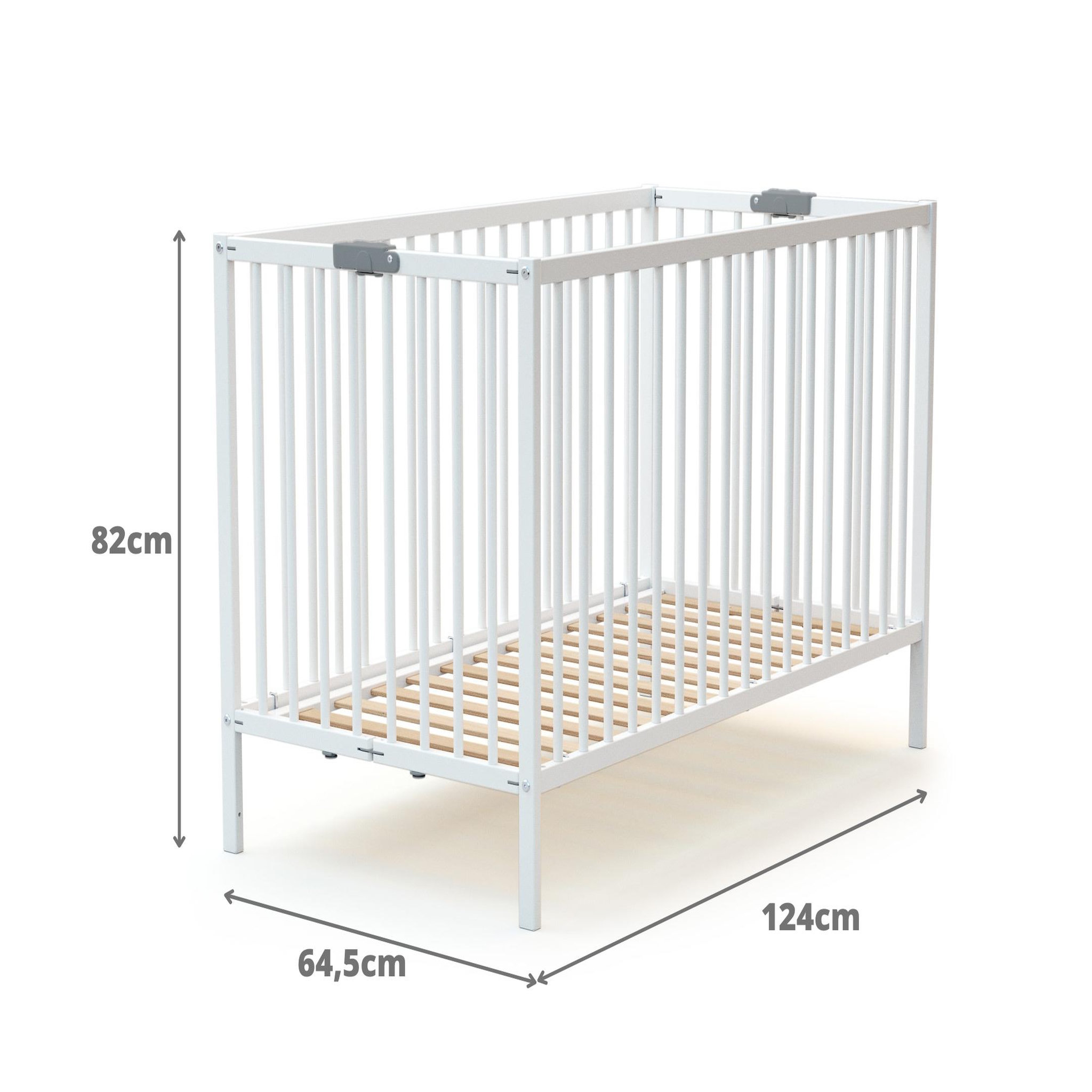 Voir la diapositive 5 : WEBABY Lit bébé pliant en bois avec matelas 60 x 120 cm FLEX
