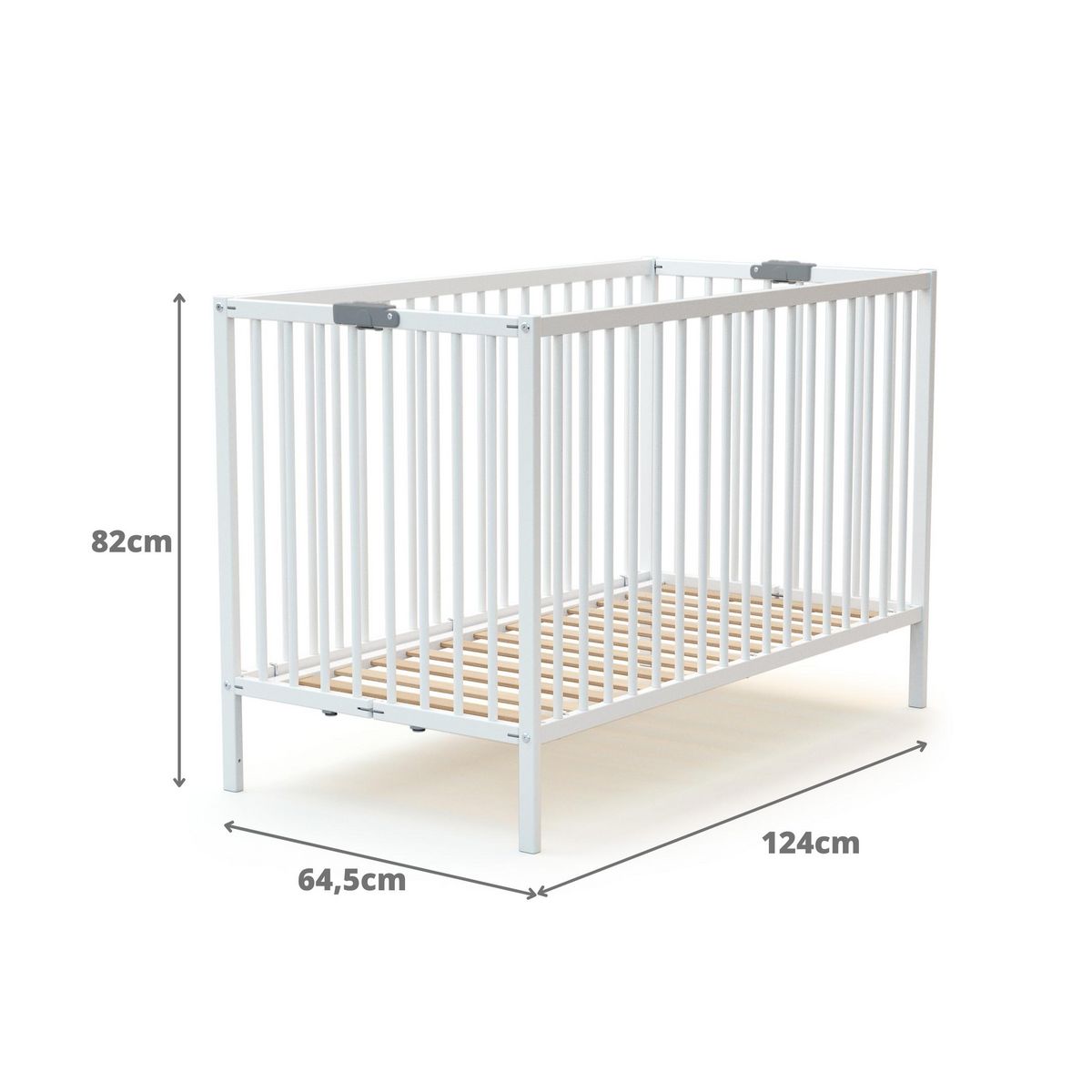 WEBABY Lit bébé pliant en bois avec matelas 60 x 120 cm FLEX