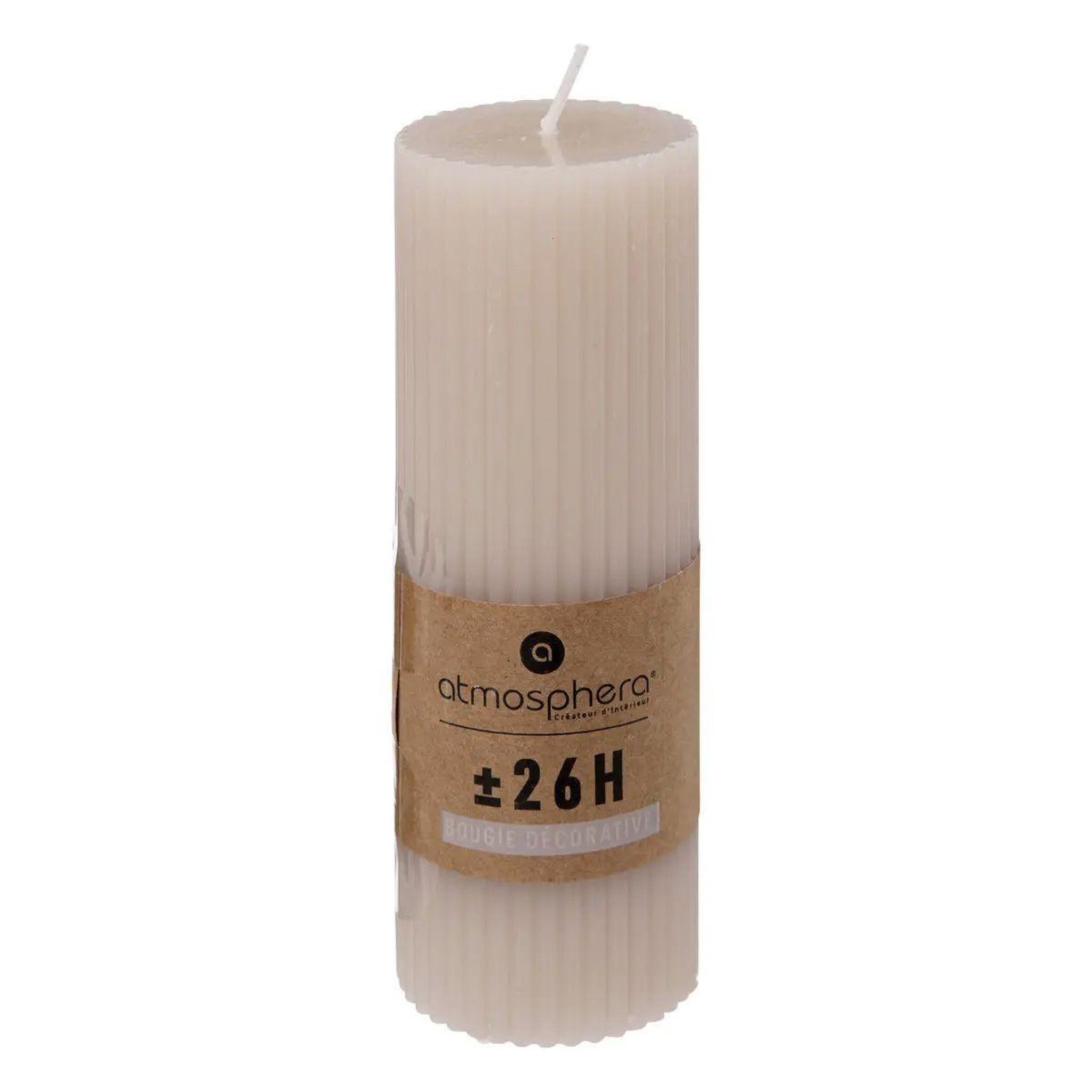 Voir la diapositive 2 : ATMOSPHERA Bougie déco  demi  14cm taupe