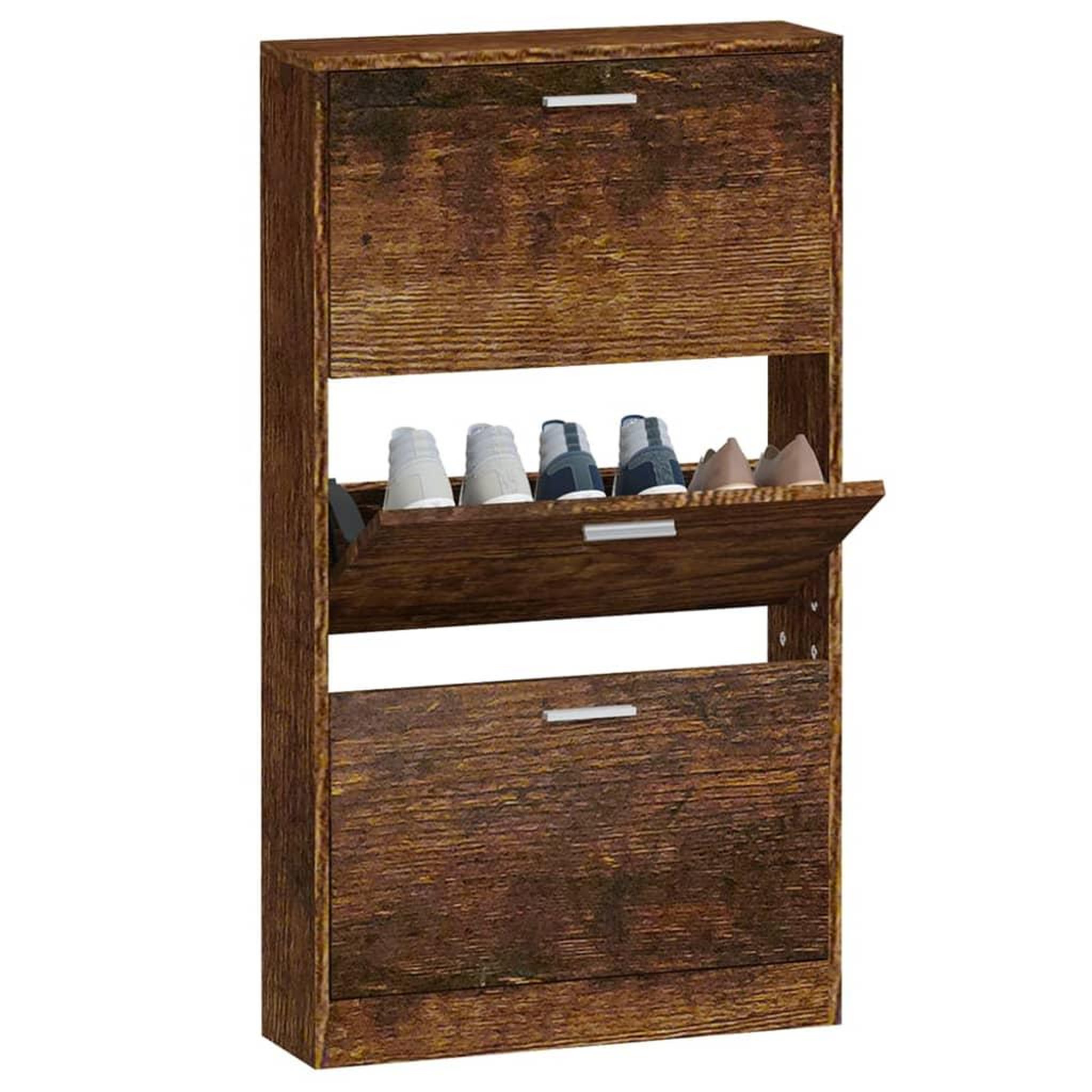 Voir la diapositive 4 : VIDAXL Armoire a chaussures Chene fume 59x17x108 cm Bois d'ingenierie