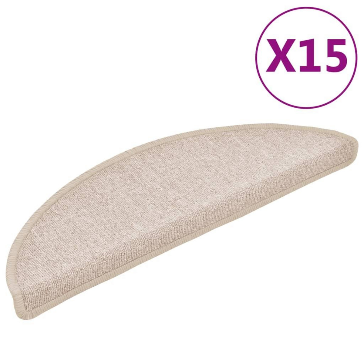 VIDAXL Tapis d'escalier 15 pcs Taupe 56 x 17 x 3 cm