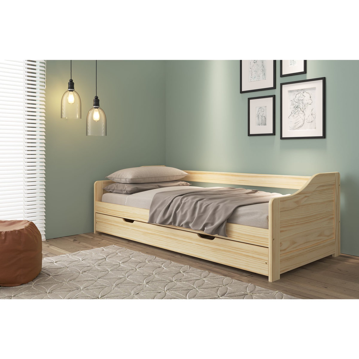 Lit banquette gigogne 90x190cm ANDREA