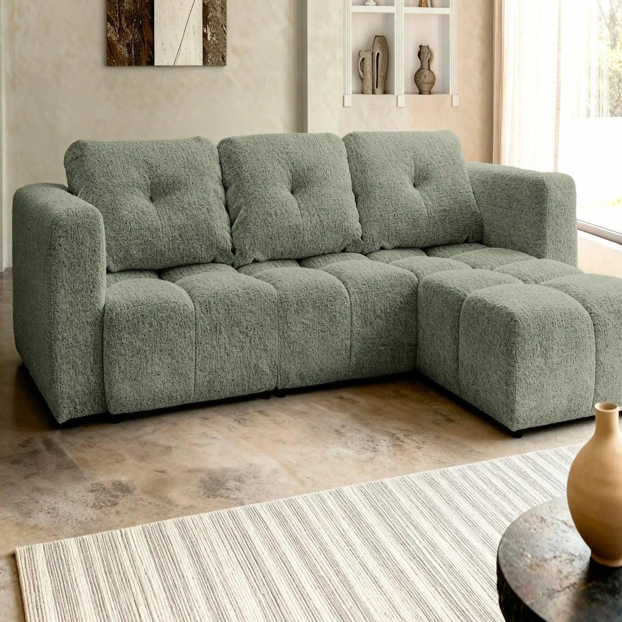 Voir la diapositive 5 : CASANOVA PARIS Romy 4 places - canapé d'angle convertible tissu chenille 4 places
