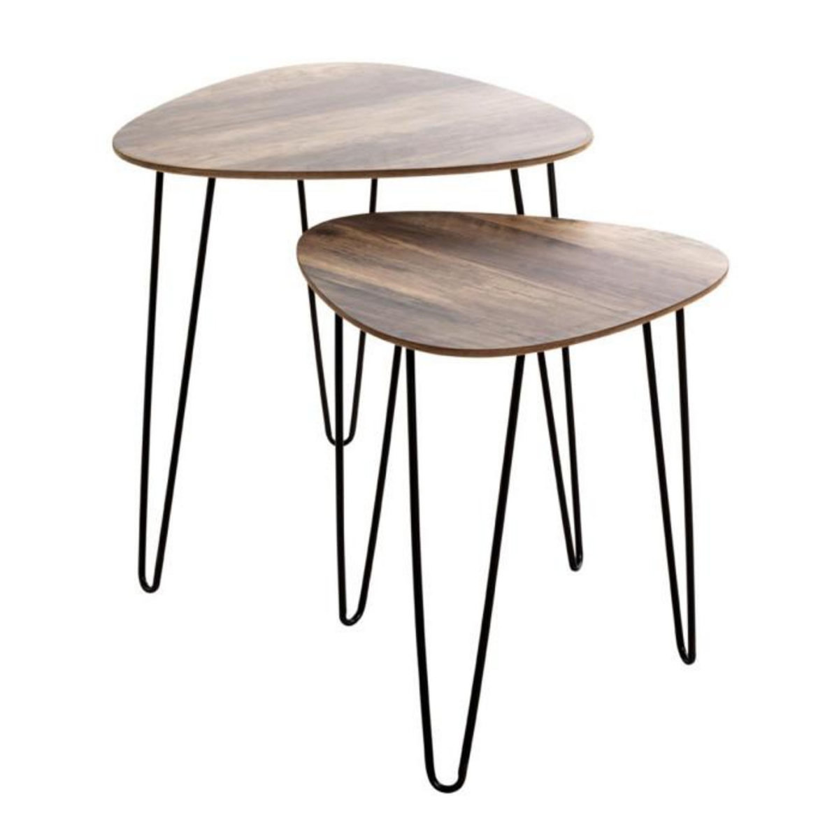 Paris Prix Lot de 2 Tables d'Appoint  Lamy  48cm Noir & Chêne