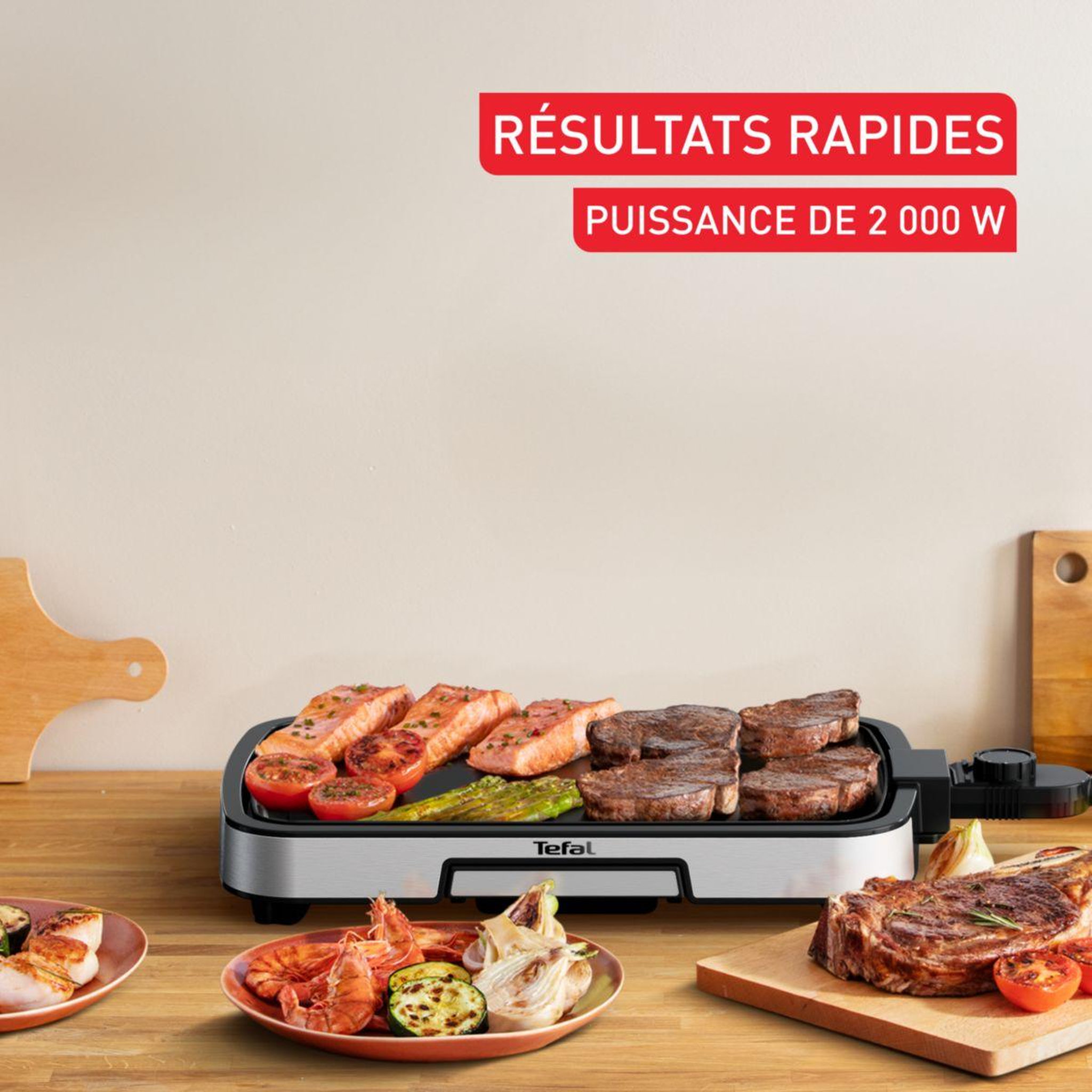 Voir la diapositive 5 : TEFAL Plancha électrique CB630D10 inox à poser, 44x23 cm