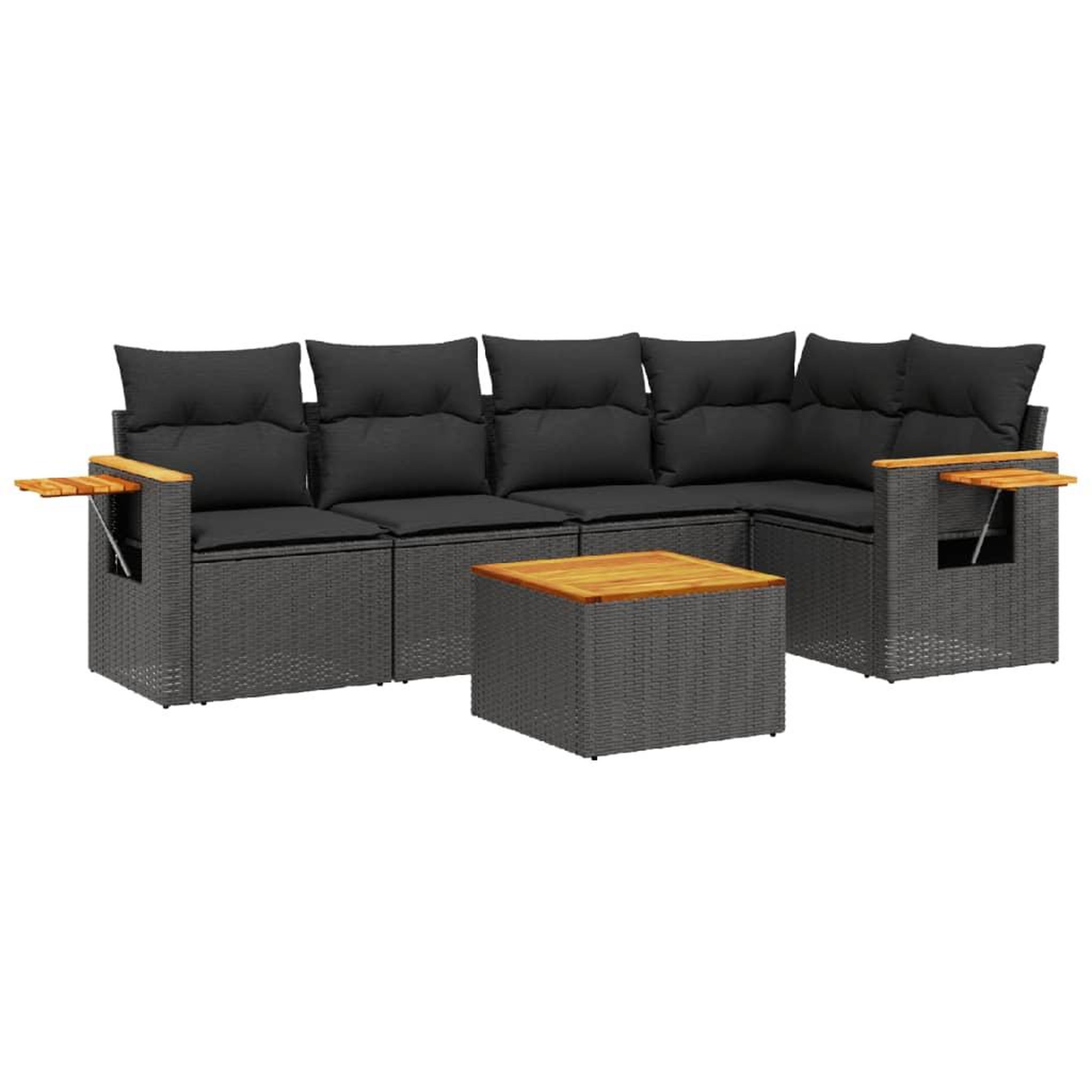 Voir la diapositive 2 : VIDAXL Salon de jardin 6 pcs avec coussins noir resine tressee