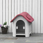 Voir la diapositive 5 : PAWHUT Niche pour chien plastique porte métal verrouillable aérations lucarne - 59 x 75 x 66 cm - gris clair rouge