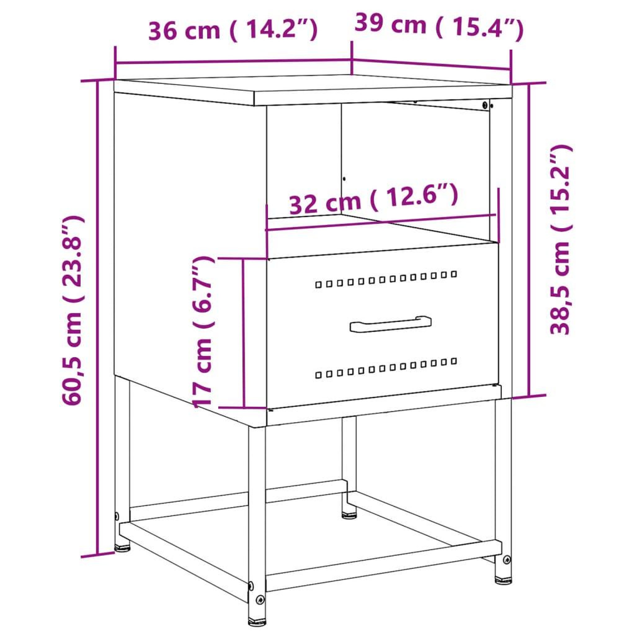 Voir la diapositive 6 : VIDAXL Tables de chevet 2 pcs noir 36x39x60,5 cm acier