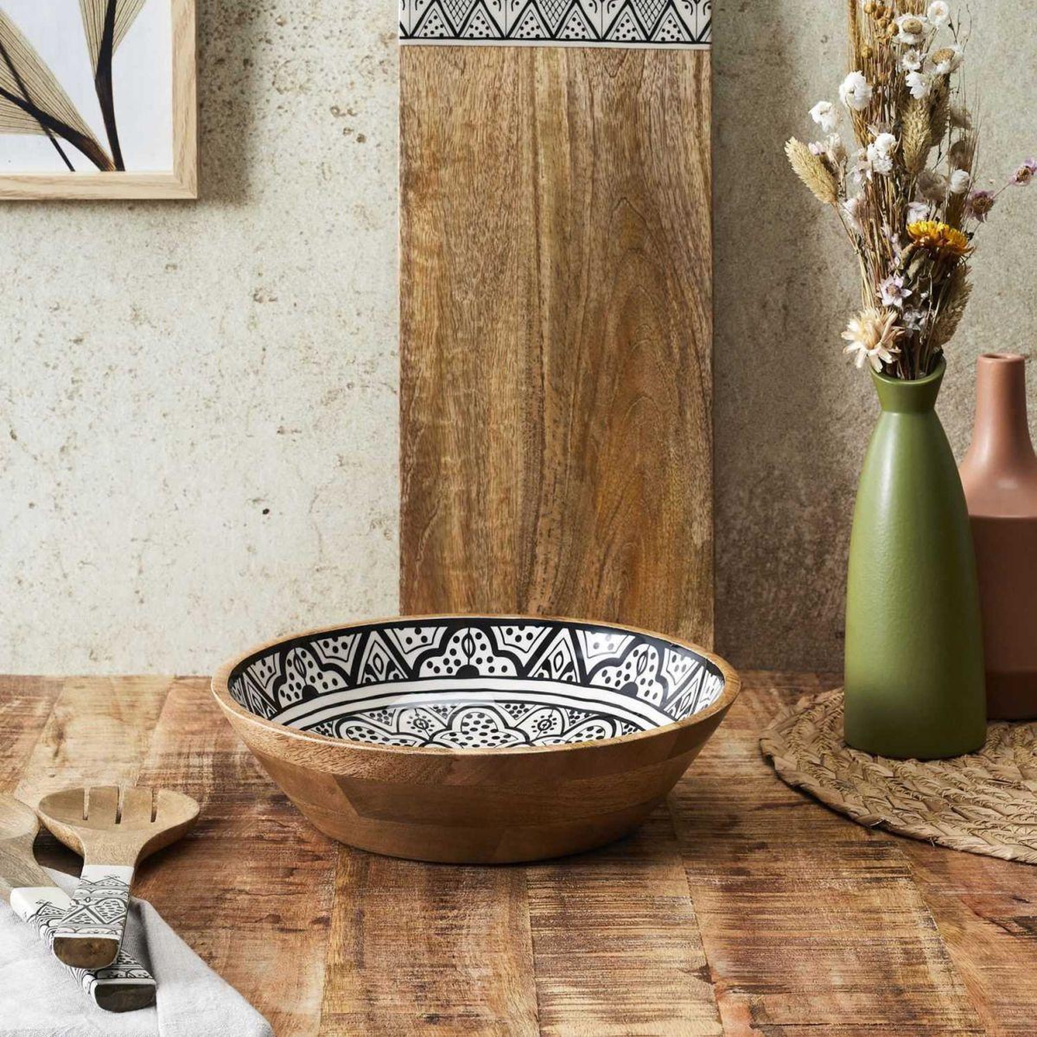 Voir la diapositive 3 : The Home Deco Factory Saladier en bois  dune  28cm noir