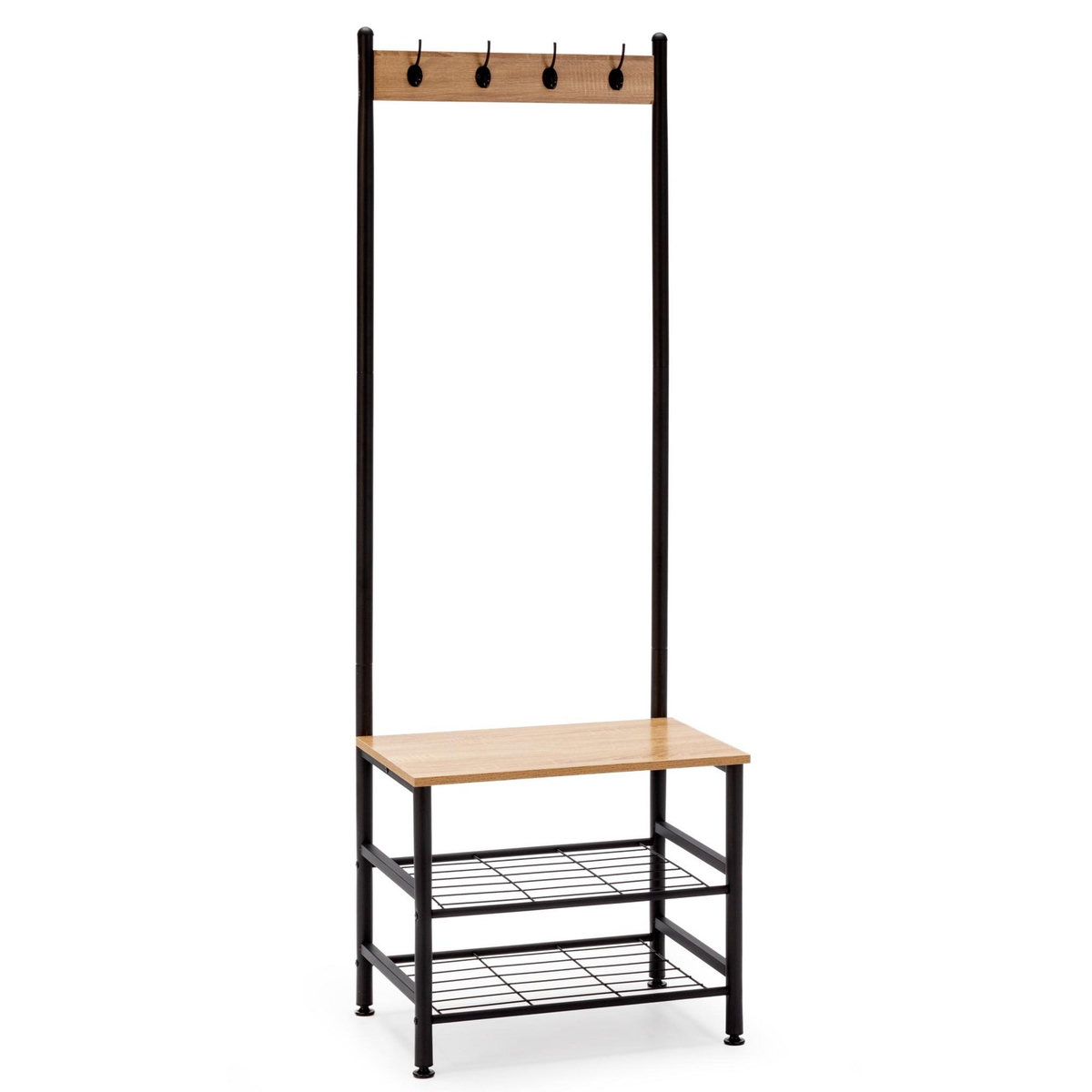 VS VENTA-STOCK Portemanteau Lola avec étagère avec banc 2 étagères, couleur chêne/noir