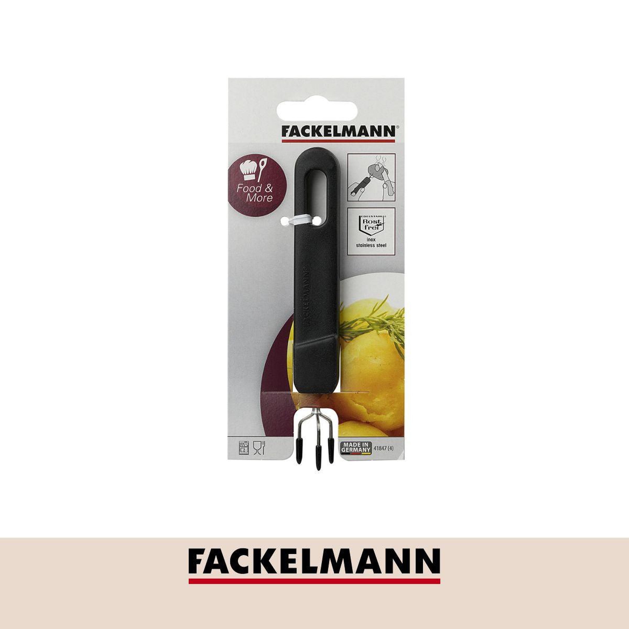 Voir la diapositive 6 : Fackelmann Duo presse-purée à levier et fourchette 3 dents pour pommes de terre fackelmann