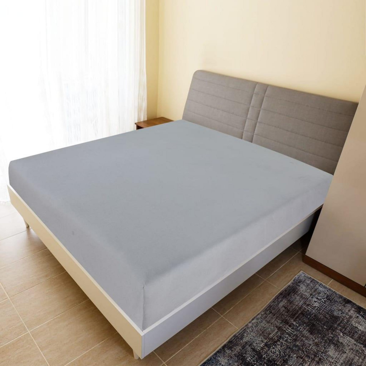 VIDAXL Drap-housse Jersey Gris 180x200 cm Coton