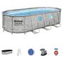 Voir la diapositive 4 : BESTWAY Piscine tubulaire ovale motif pierres avec hublots 549x274x122cm Power Steel&trade; SwimVista