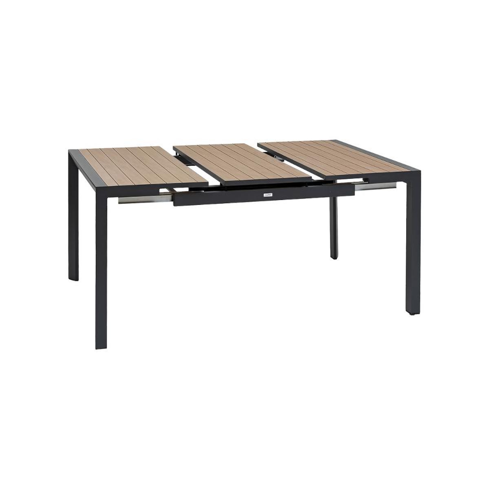 Voir la diapositive 3 : HESPERIDE Table de jardin carrée extensible alu Evasion 8/10 places effet bois honey et graphite - Hespéride