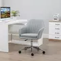 HOMCOM HOMCOM Chaise de bureau design contemporain dossier accoudoirs striés hauteur réglable pivotant 360° piètement chromé lin gris clair