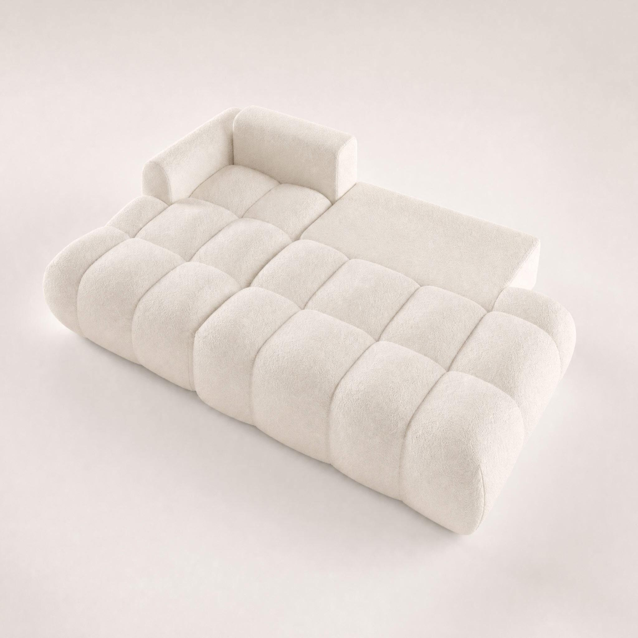 Voir la diapositive 4 : BEST MOBILIER Yulin - canapé d'angle ouvert gauche 4 places convertible avec coffre en tissu bouclette