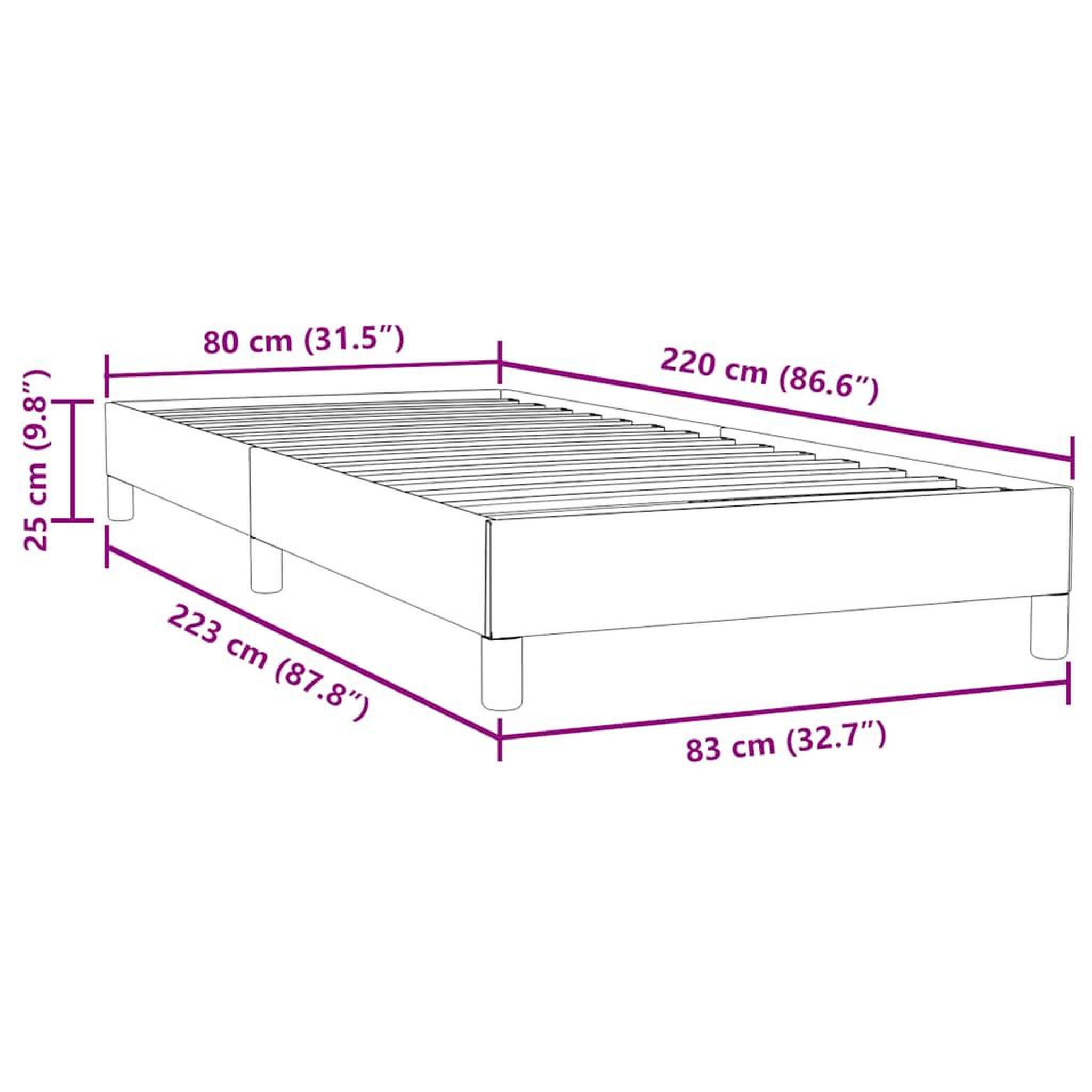 Voir la diapositive 6 : VIDAXL Sommier a lattes de lit sans matelas gris fonce 80x220 cm