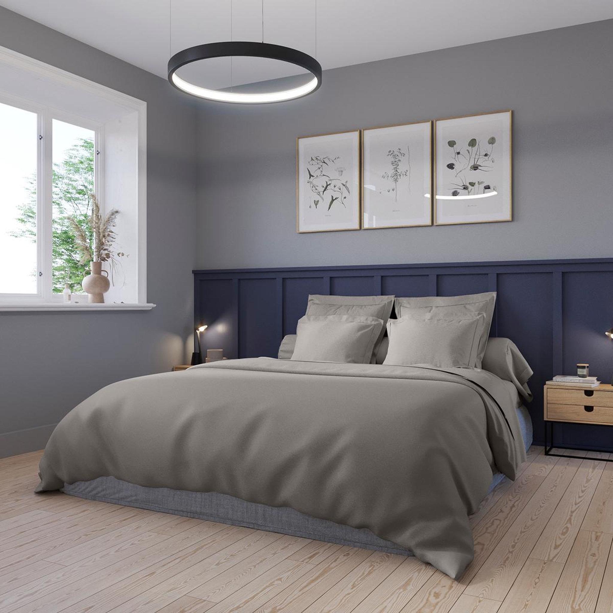 DODO Housse de couette Partition Satin de coton Coloris Gris. Coloris disponibles : Gris