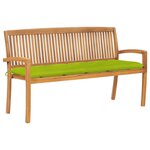 VIDAXL Banc de jardin empilable et coussin 159 cm Bois de teck massif