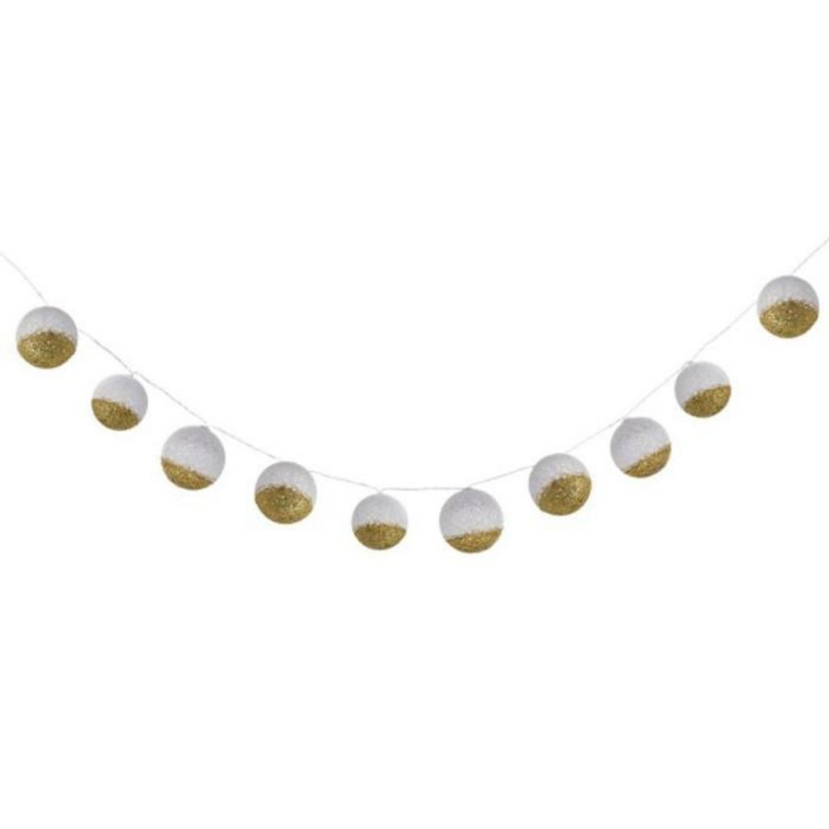 Atmosphera Kids Guirlande Lumineuse  Boule  178cm Blanc & Or