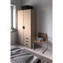 Voir la diapositive 2 : TVILUM Armoire VEGA - Décor chene - 2 portes + 3 tiroirs - L 98,5 x P 49,6 x H 200,4 cm