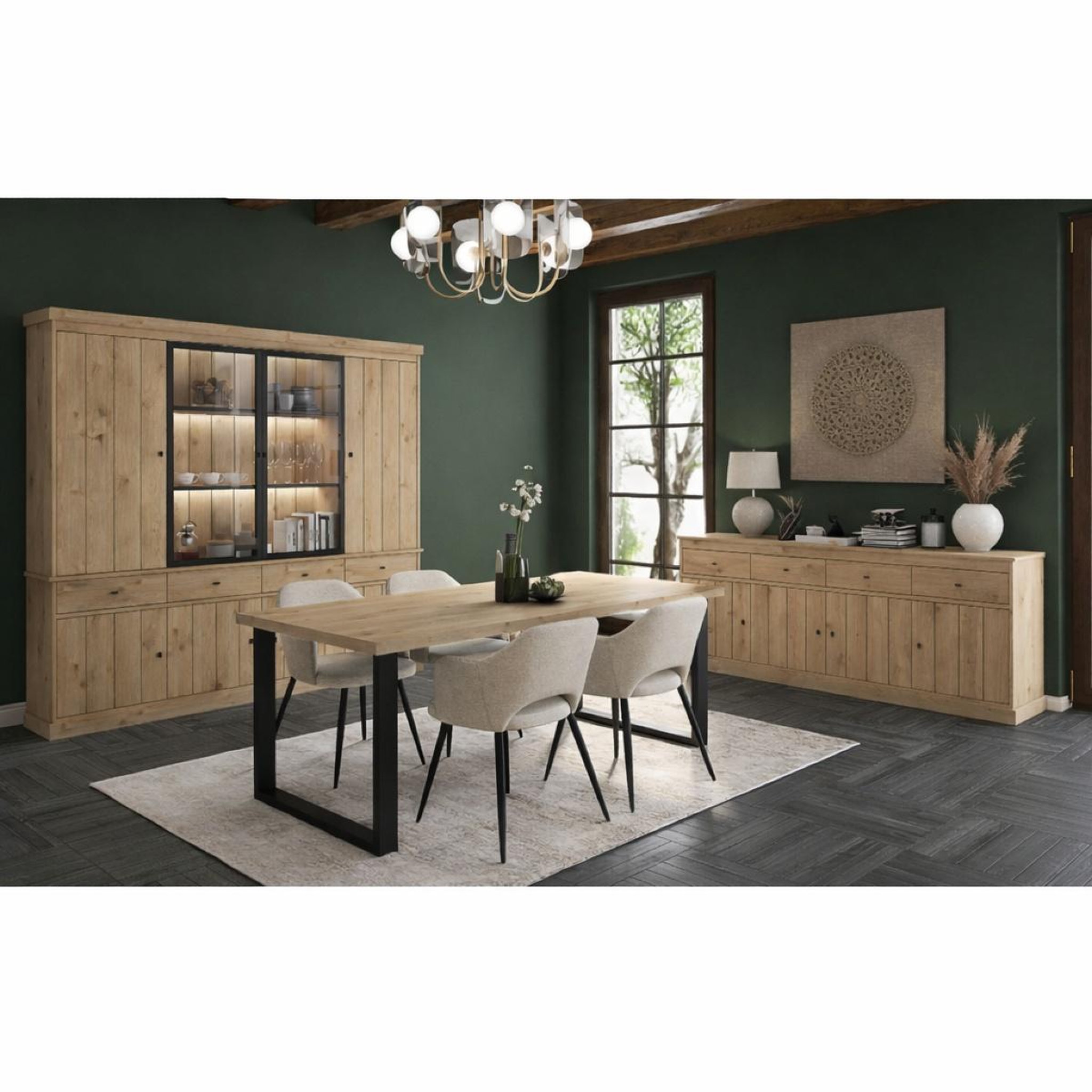 Voir la diapositive 5 : JLC KREATION Vaisselier en bois 4 portes dont 2 vitrées VALENTINE