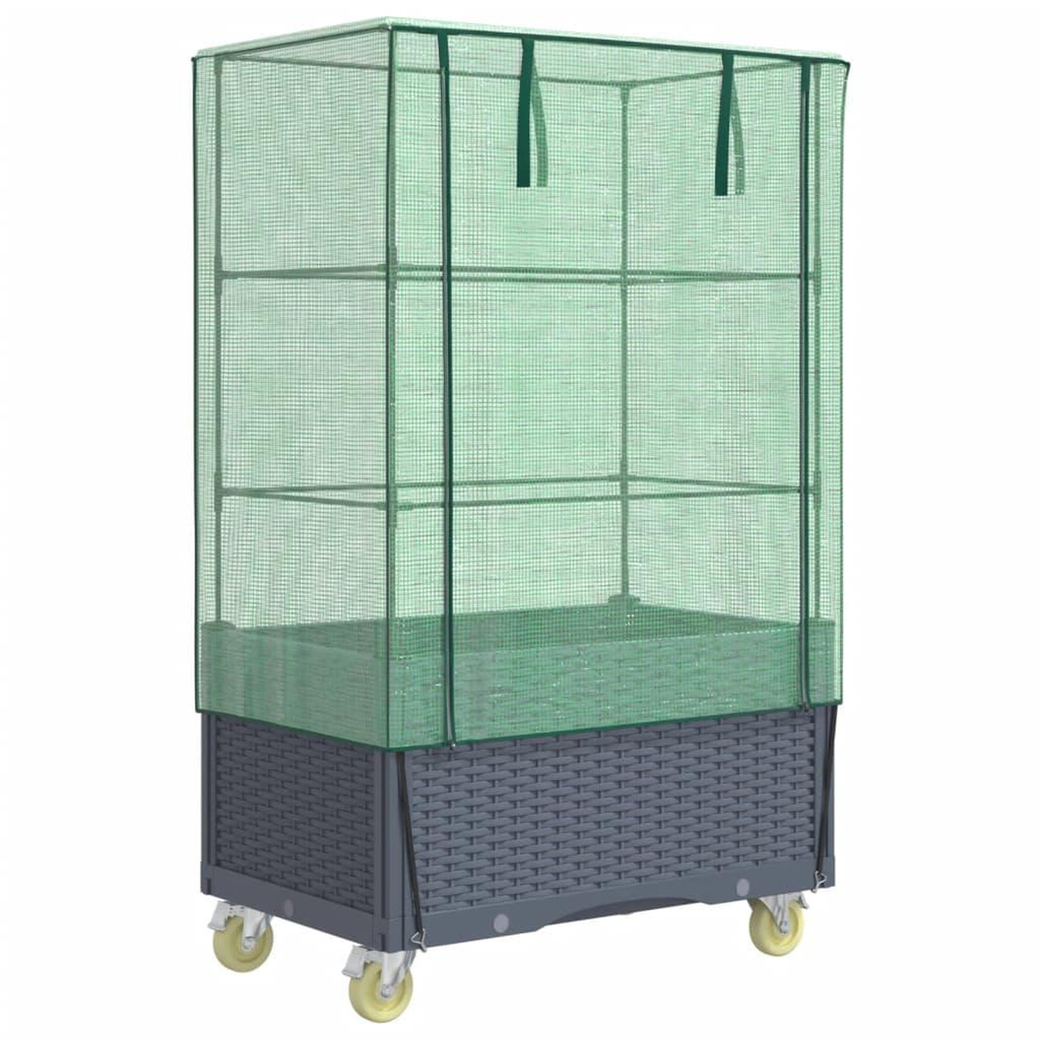 Voir la diapositive 2 : VIDAXL Jardiniere surelevee avec housse et roues aspect rotin
