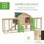 Voir la diapositive 6 : PAWHUT Poulailler modèle chalet multi-équipé - rampes, nichoirs, pondoirs, plateau déjection, fenêtre, portes - bois sapin pré-huilé