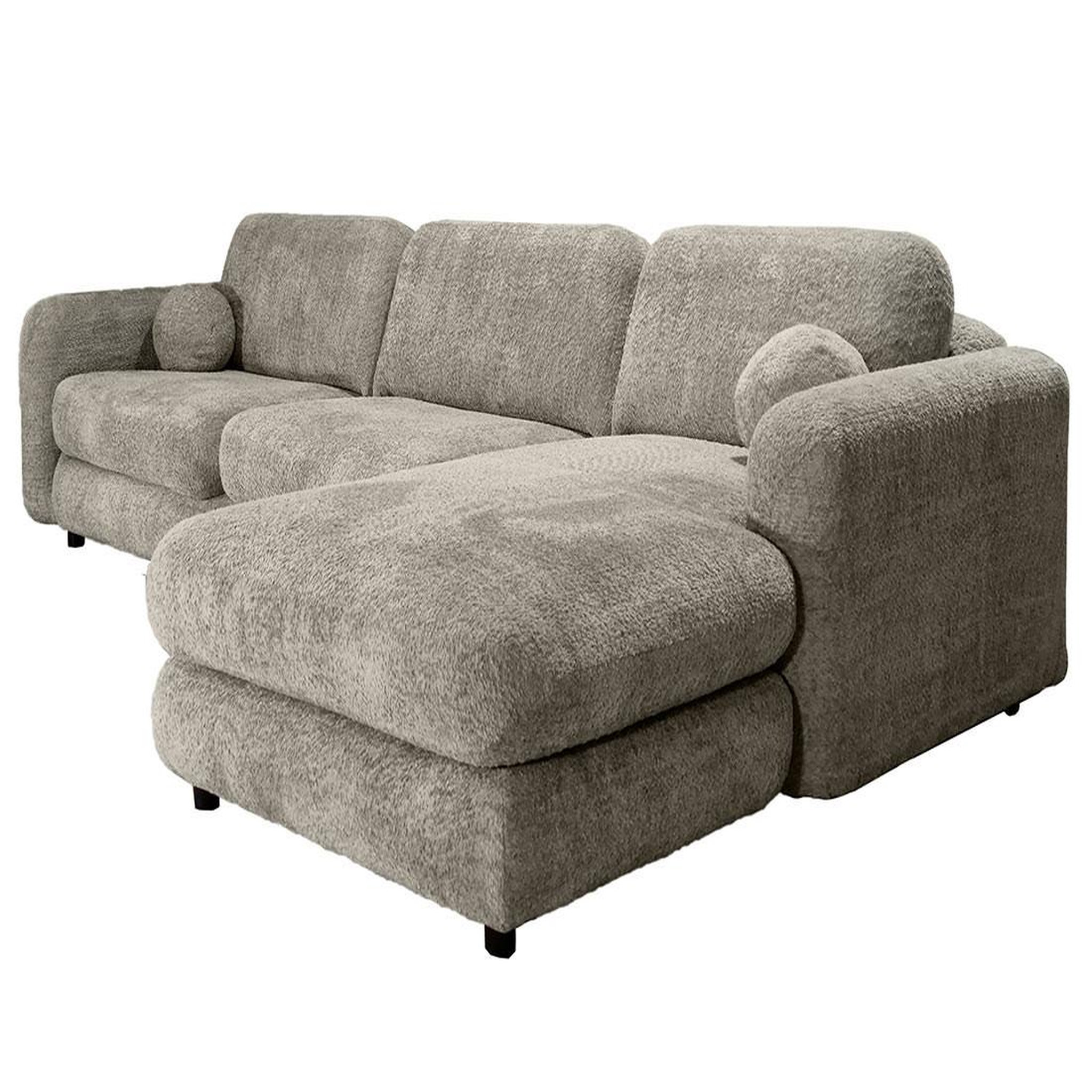 Voir la diapositive 2 : BEST MOBILIER Rachel - canapé d'angle droit 4 places en tissu bouclette
