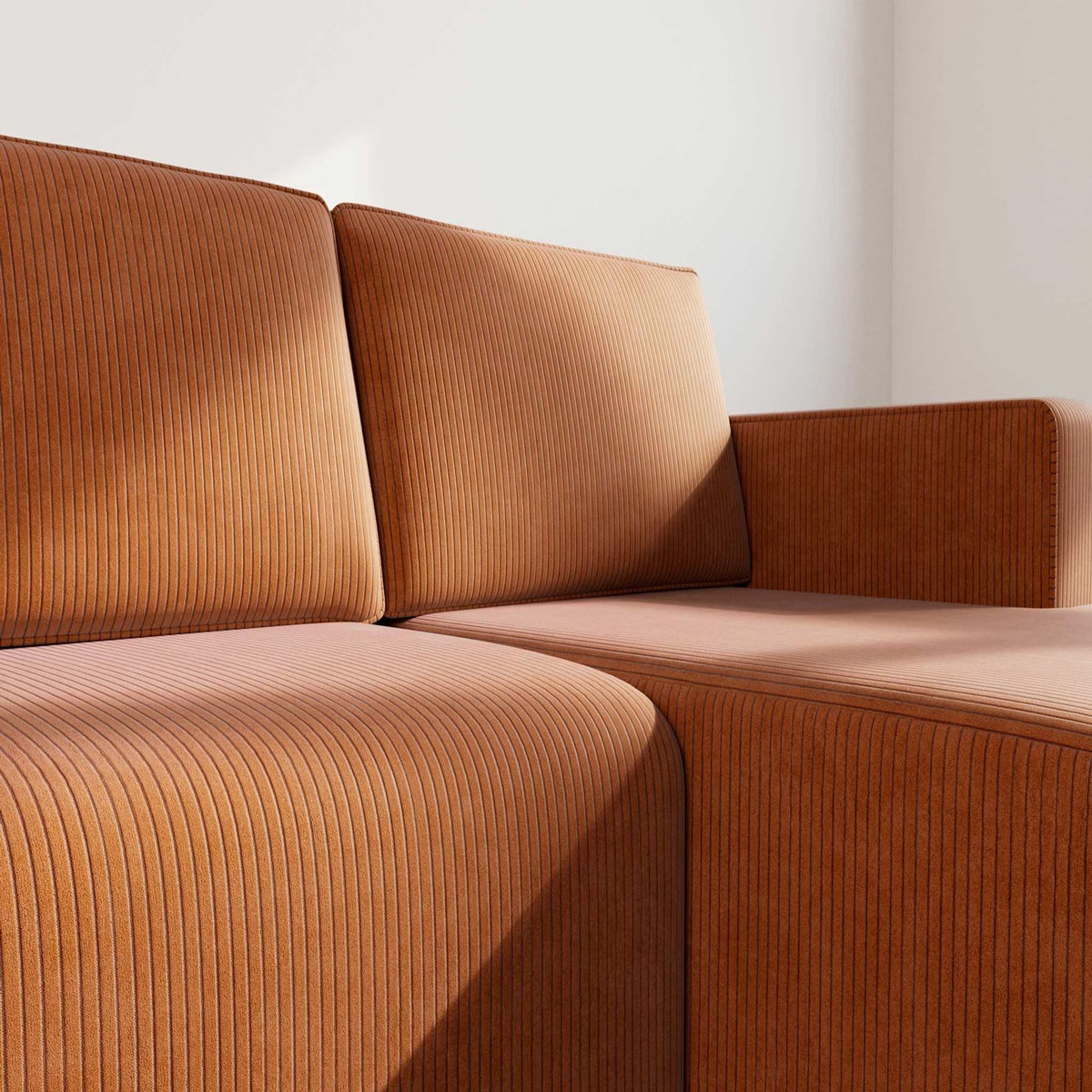 BEST MOBILIER Topaze - canapé d'angle droit 4 places convertible avec coffre en velours côtelé