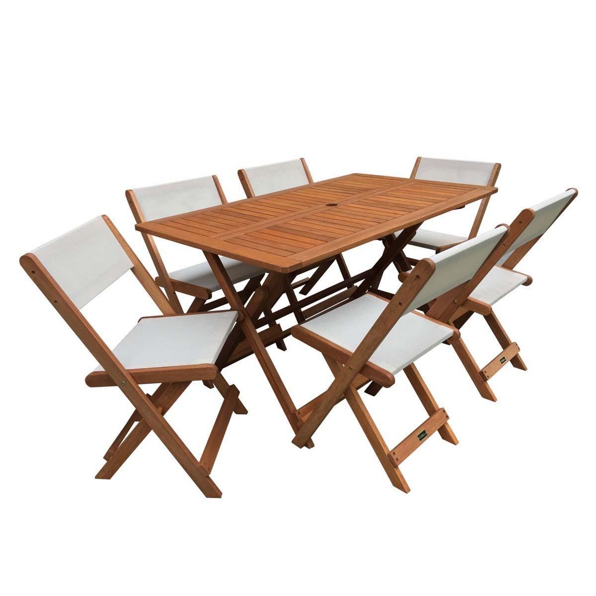 Habitat et Jardin Salon de jardin repas  Séoul  - 1 Table + 6 chaises - Maple - Beige