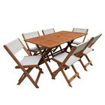 Habitat et Jardin Salon de jardin repas  Séoul  - 1 Table + 6 chaises - Maple - Beige