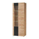 Paris Prix Meuble de Rangement Haut Rainuré  Aron  192cm Naturel & Noir