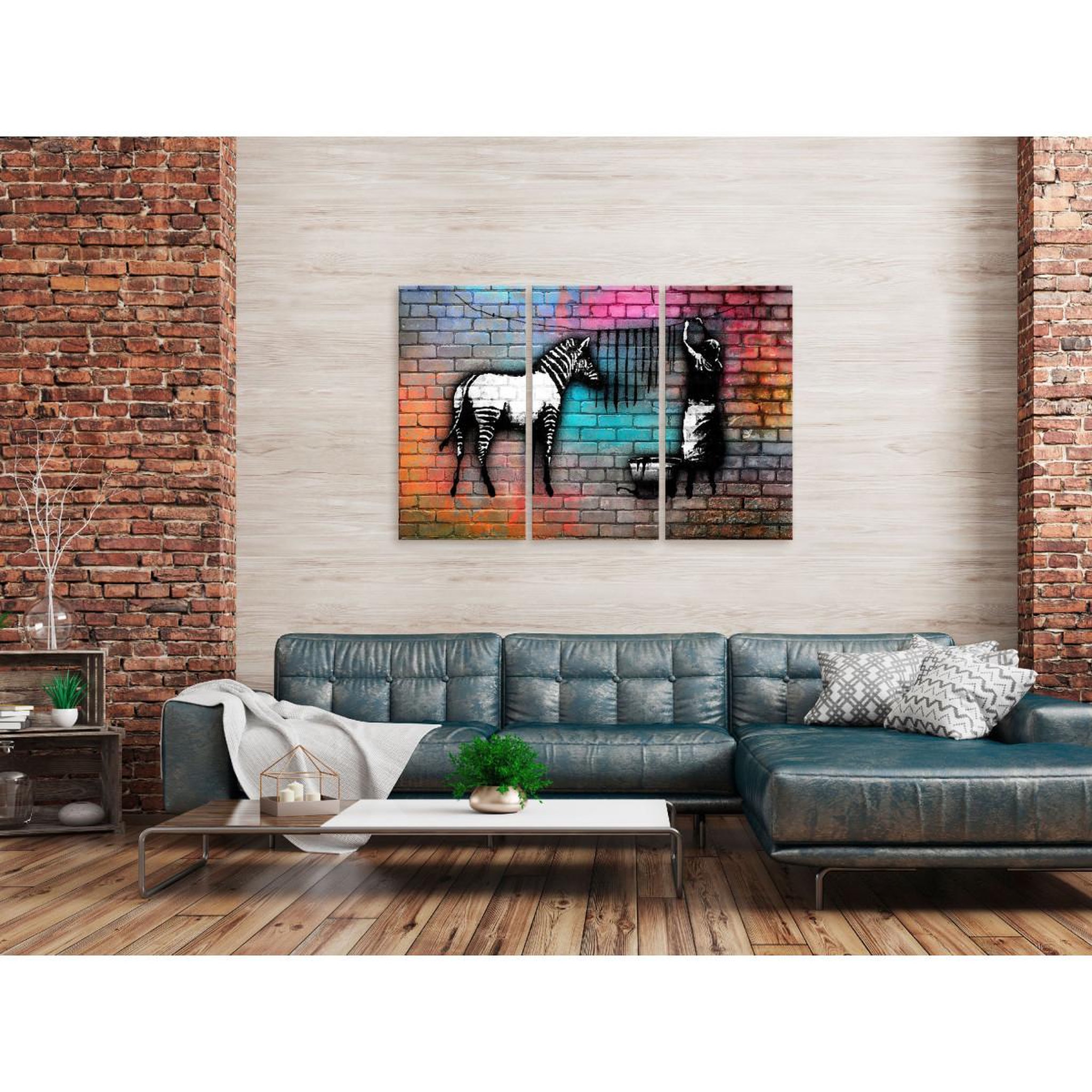 Voir la diapositive 2 : Paris Prix Tableau imprimé  washing zebra colourful brick wide ii