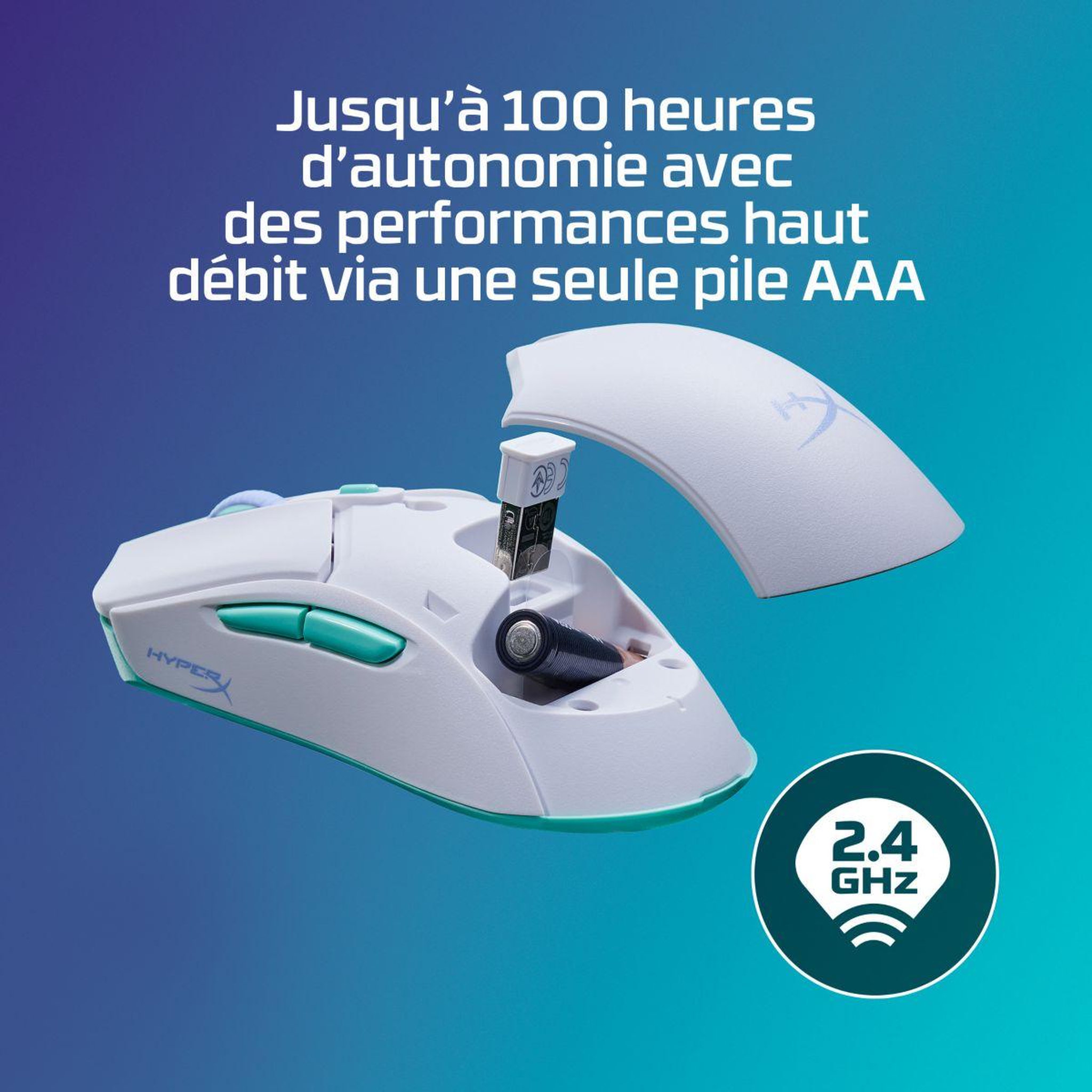 Voir la diapositive 3 : HyperX Souris Gamer Sans Fil Pulsefire Haste 2 Core Blanche