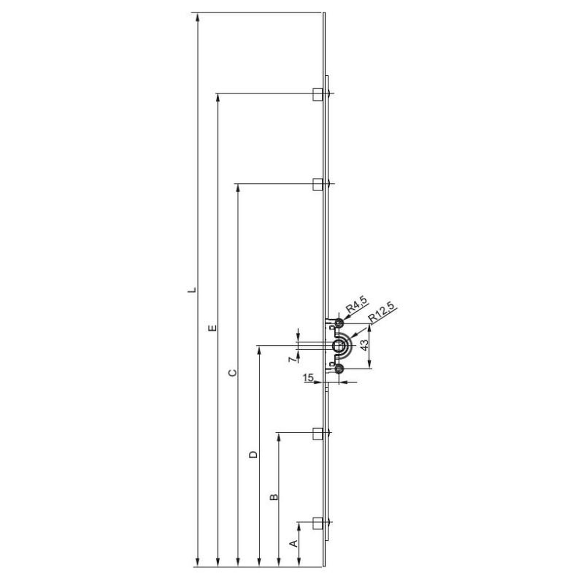 Voir la diapositive 2 : FERCO Crémone verrou JET15 cote DF longueur 2350mm D FERCO G 12425 23 4 1
