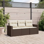 VIDAXL Salon de jardin avec coussins 3 pcs marron resine tressee